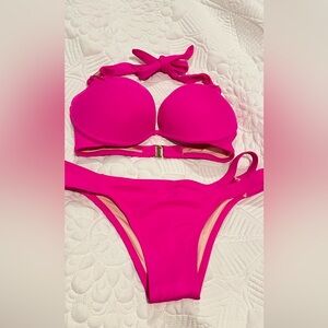 Gorgeous Victoria's Secret Pink Bikini Set bottom size L top 34 DD NWOT